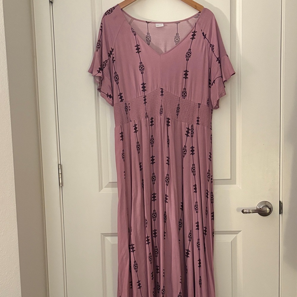 Mauve Maxi Dress with Burgundy/Purple Detail